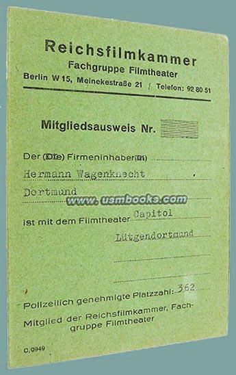 Reichsfilmkammer Fachgruppe Film Ausweis 1944